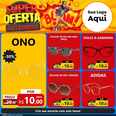 Modelo de Rede Social para Feed Facebook com o tema Super Oferta Setembro para Óticas