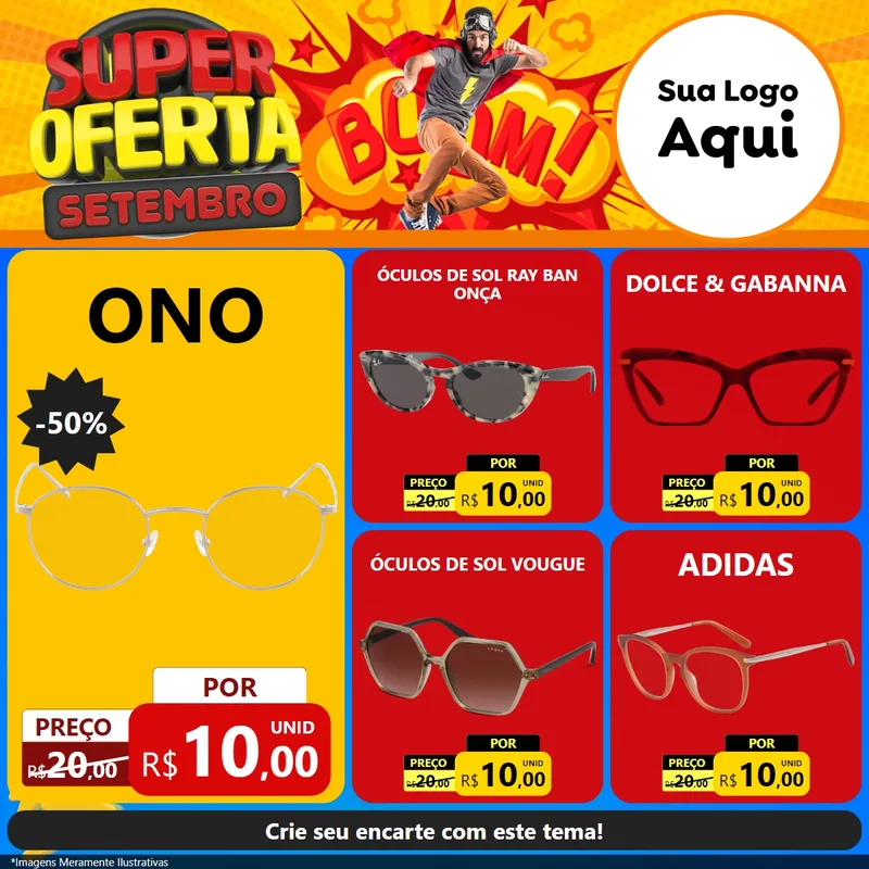 Modelo de Rede Social para Feed Facebook com o tema Super Oferta Setembro para Óticas