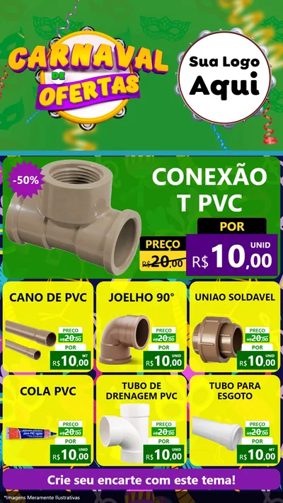 Modelo de Rede Social para Stories com o tema Carnaval de Ofertas para Tubos e conexões