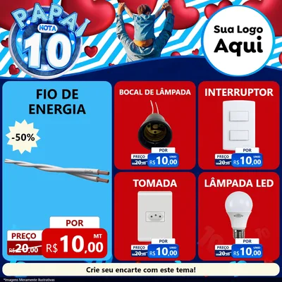 Modelo de Rede Social para Feed Facebook com o tema Papai Nota 10 para Materiais Elétricos