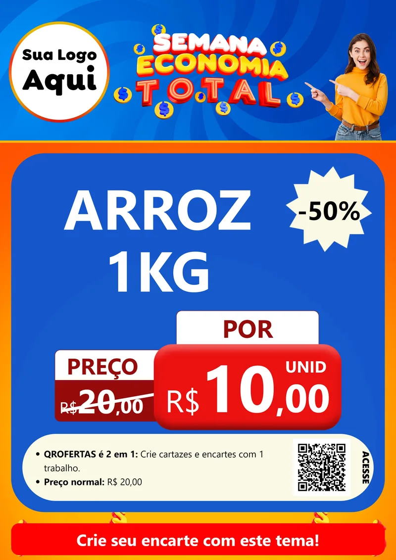 Modelo de Cartaz para Cartaz A4 Vertical com o tema Semana Economia Total para Supermercado