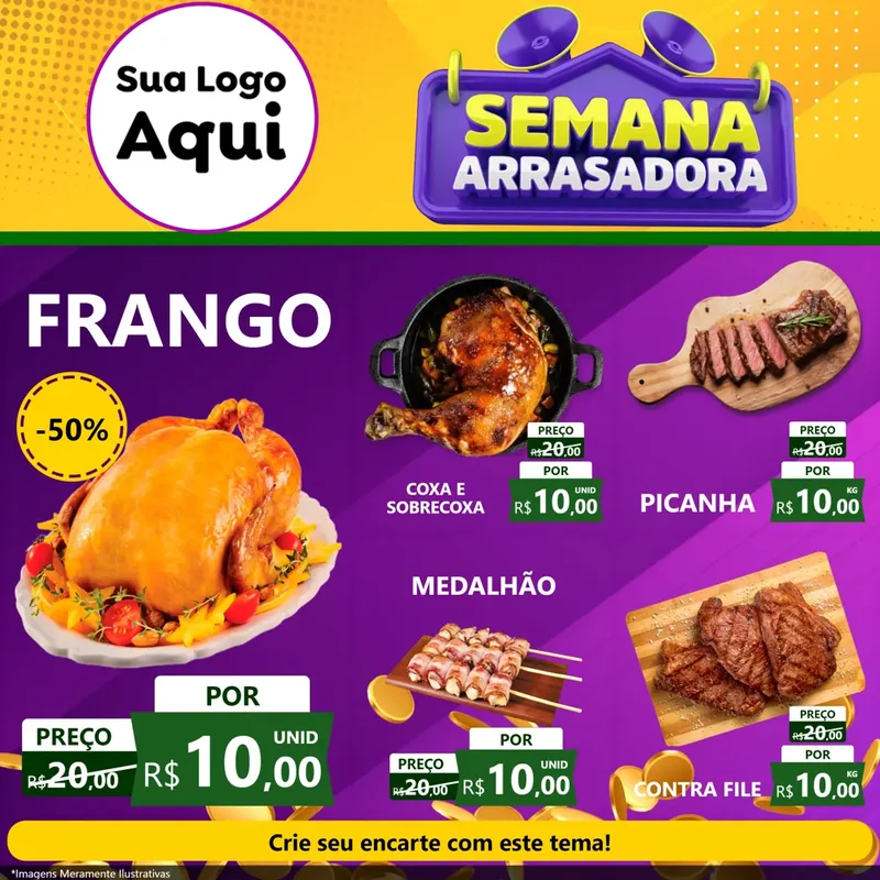 Modelo de Rede Social para Feed Facebook com o tema Semana Arrasadora para Assados