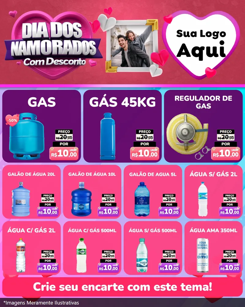 Modelo de Rede Social para Feed Instagram com o tema Dia Dos Namorados Com Desconto para Água e gás