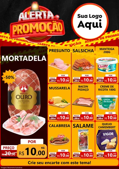 Modelo de Encarte para Encarte A4 Vertical com o tema Alerta de Promoção para Frios e Laticínios