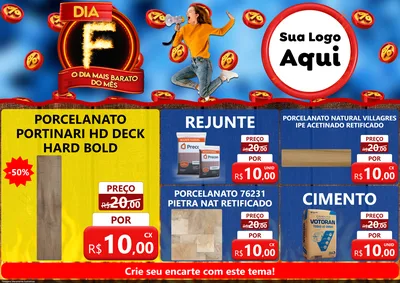 Modelo de Encarte para Encarte A4 Horizontal com o tema Dia F - O Dia Mais Barato Do Mês para Pisos e revestimentos