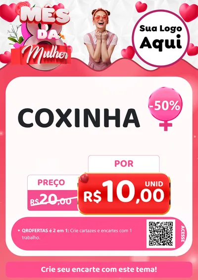 Modelo de Cartaz para Cartaz A4 Vertical com o tema Mês da Mulher para Salgadaria