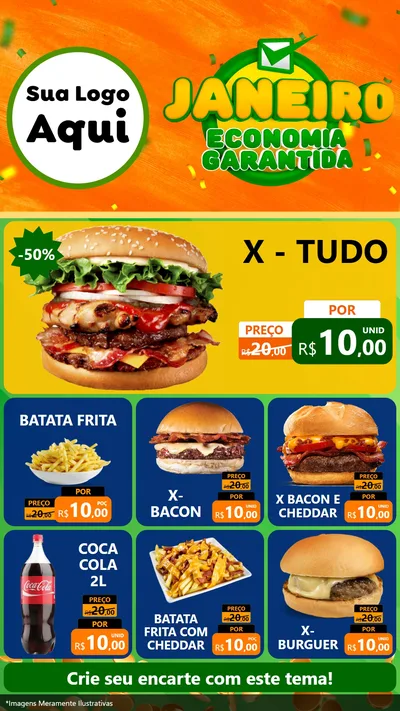 Modelo de Rede Social para Stories com o tema Janeiro - Economia Garantida para Hamburgueria