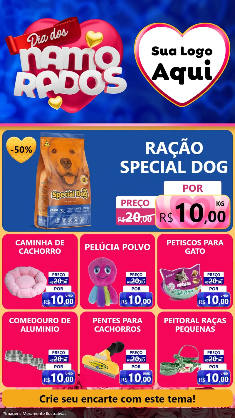 Modelo de Rede Social para Stories com o tema Dia dos namorados para Pet Shop