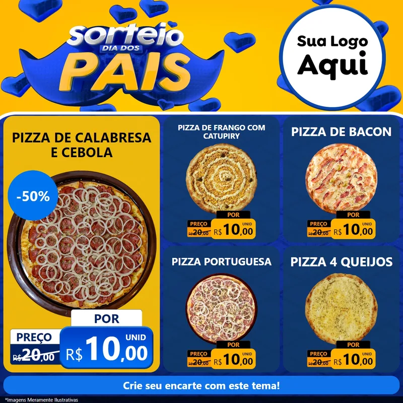 Modelo de Rede Social para Feed Facebook com o tema Sorteio Dia dos Pais para Pizzaria