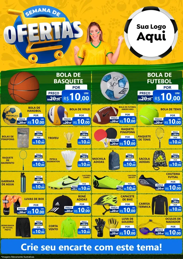 Modelo de Encarte para Encarte A4 Vertical com o tema Semana de Ofertas - Copa para Artigos Esportivos