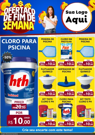 Modelo de Encarte para Encarte A4 Vertical com o tema Ofertaço de Fim de Semana para Produtos para Piscina