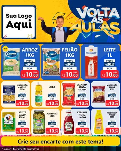 Modelo de Rede Social para Feed Instagram com o tema Volta Às Aulas para Supermercado