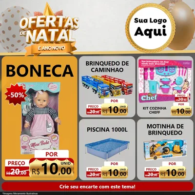 Modelo de Rede Social para Feed Facebook com o tema Ofertas De Natal E Ano Novo para Brinquedos
