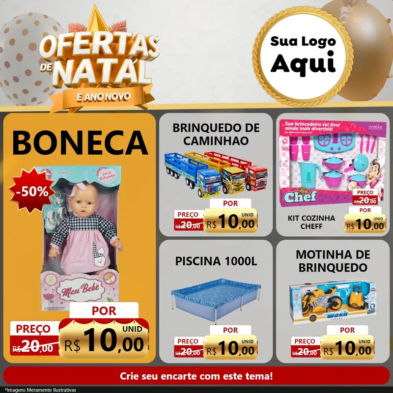 Modelo de Rede Social para Feed Facebook com o tema Ofertas De Natal E Ano Novo para Brinquedos