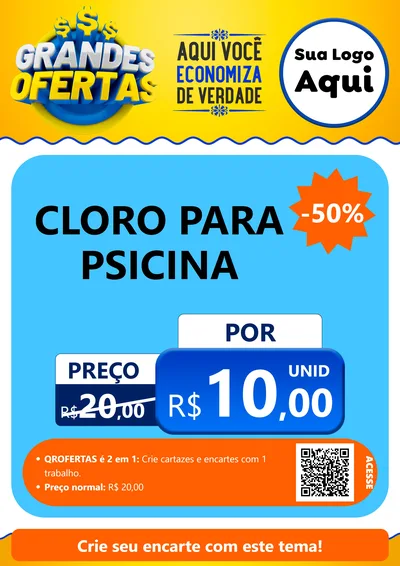 Modelo de Cartaz para Cartaz A4 Vertical com o tema Grandes Ofertas para Produtos para Piscina