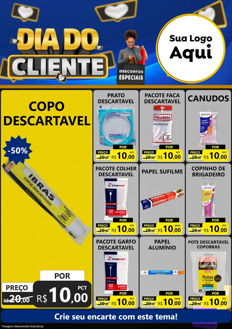 Modelo de Encarte para Encarte A4 Vertical com o tema Dia Do Cliente para Embalagens