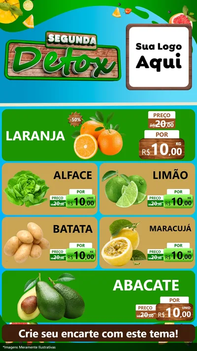 Modelo de TV para TV Vertical com o tema Segunda Detox para Hortifrúti
