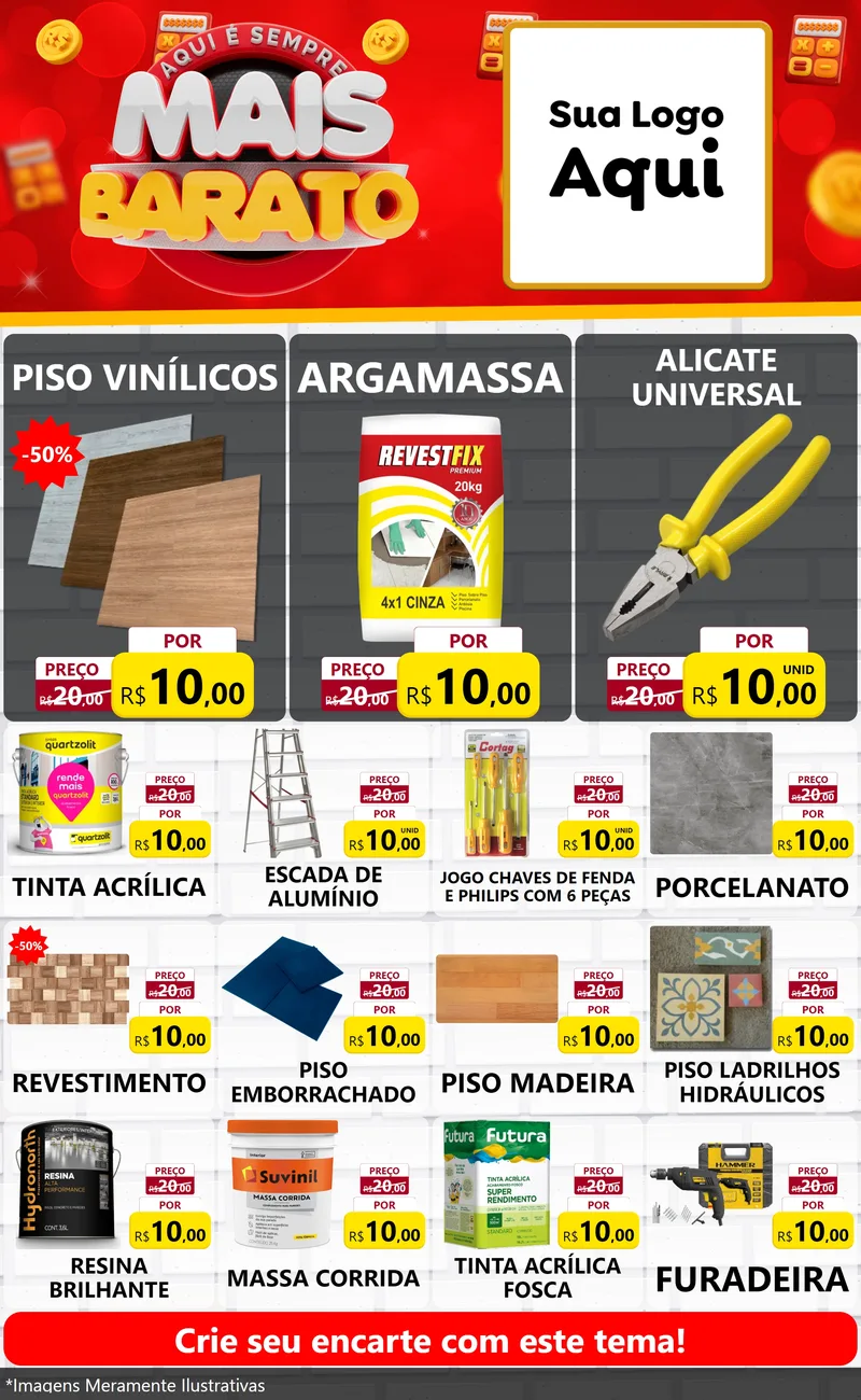 Modelo de Encarte para Encarte Grande com o tema Mais Barato para Material para Construção