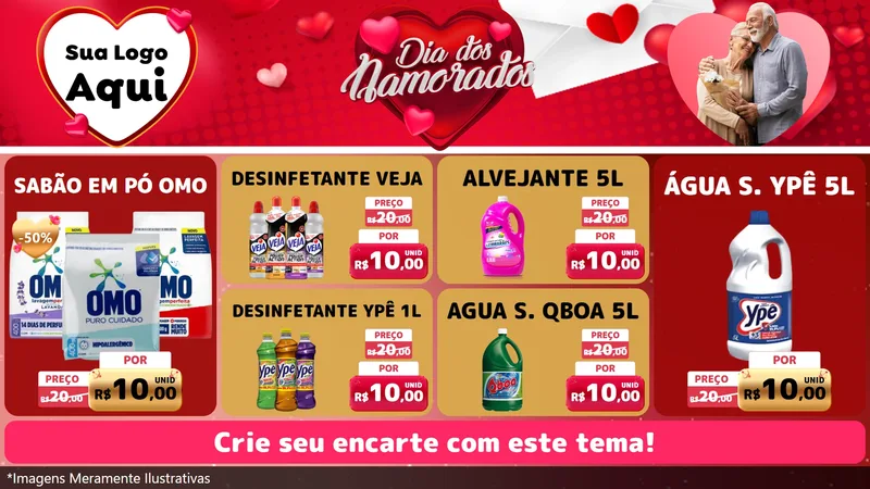 Modelo de TV para TV Horizontal com o tema Dia Dos Namorados para Produtos de Limpeza