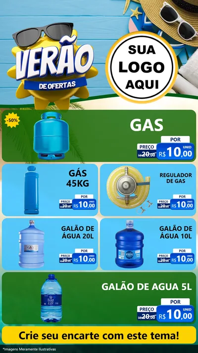 Modelo de TV para TV Vertical com o tema Verão de Ofertas para Água e gás