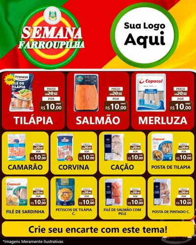 Modelo de Rede Social para Feed Instagram com o tema Semana Farroupilha para Peixaria