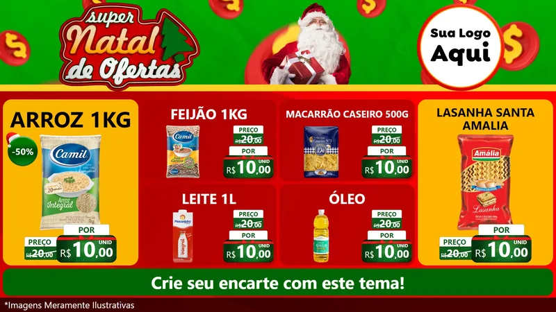 Modelo de TV para TV Horizontal com o tema Super Natal de Ofertas para Supermercado