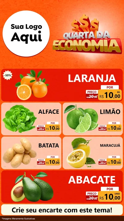 Modelo de TV para TV Vertical com o tema Quarta da Economia para Hortifrúti