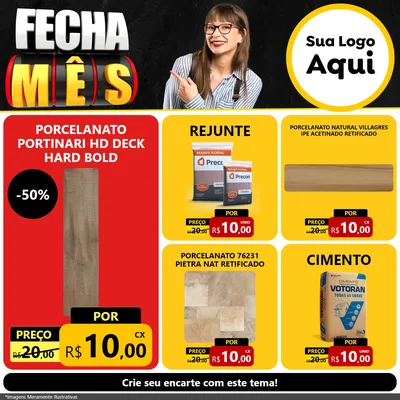Modelo de Rede Social para Feed Facebook com o tema Fecha Mês para Pisos e revestimentos