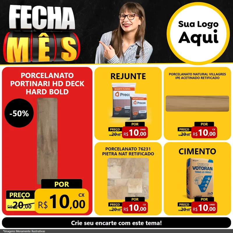 Modelo de Rede Social para Feed Facebook com o tema Fecha Mês para Pisos e revestimentos