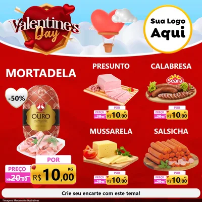 Modelo de Rede Social para Feed Facebook com o tema Valentine's Day para Frios e Laticínios