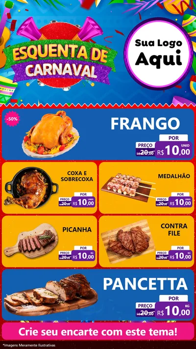 Modelo de TV para TV Vertical com o tema Esquenta de Carnaval para Assados