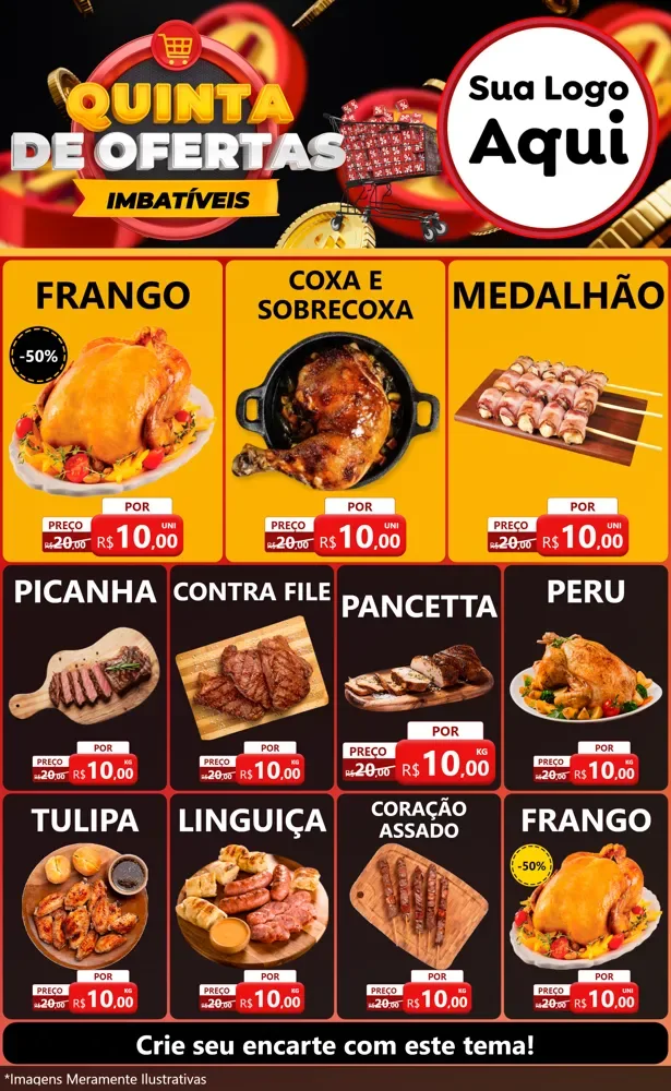 Modelo de Encarte para Encarte Grande com o tema Quinta de Ofertas Imbatíveis para Assados