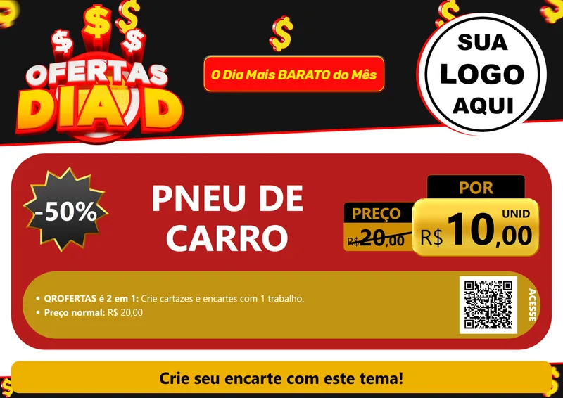 Modelo de Cartaz para Cartaz A4 Horizontal com o tema Ofertas Dia D para Auto peças