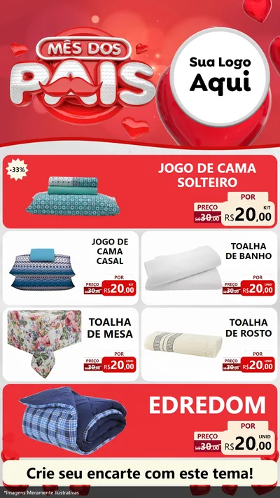 Modelo de TV para TV Vertical com o tema Mês dos Pais para Cama, Mesa e Banho