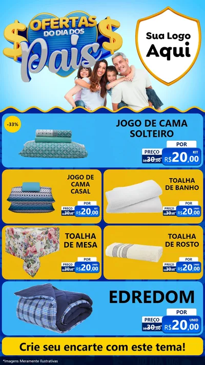 Modelo de TV para TV Vertical com o tema Ofertas do Dia dos Pais para Cama, Mesa e Banho