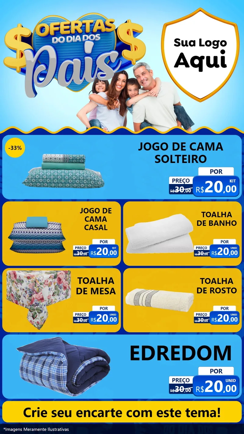Modelo de TV para TV Vertical com o tema Ofertas do Dia dos Pais para Cama, Mesa e Banho
