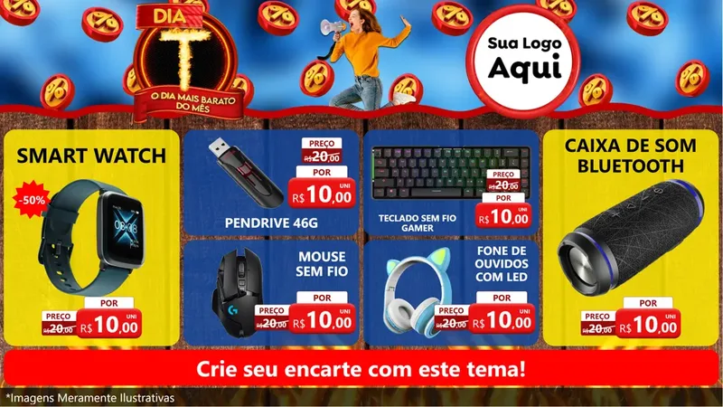 Modelo de TV para TV Horizontal com o tema Dia T - O Dia Mais Barato Do Mês para Informática