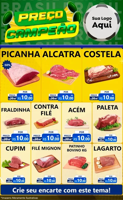 Modelo de Encarte para Encarte Grande com o tema Preço Campeão - Copa para Açougue