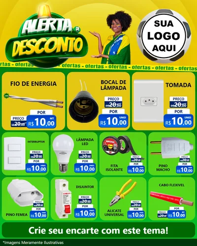 Modelo de Rede Social para Feed Instagram com o tema Alerta de Desconto para Materiais Elétricos