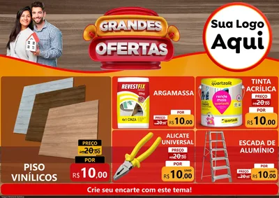 Modelo de Encarte para Encarte A4 Horizontal com o tema Grandes Ofertas para Material para Construção