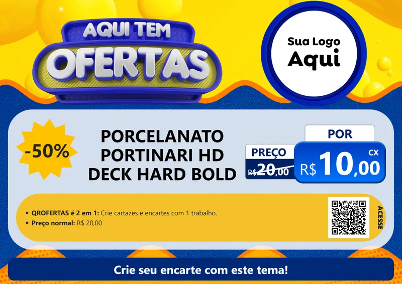 Modelo de Cartaz para Cartaz A4 Horizontal com o tema Aqui Tem Ofertas para Pisos e revestimentos