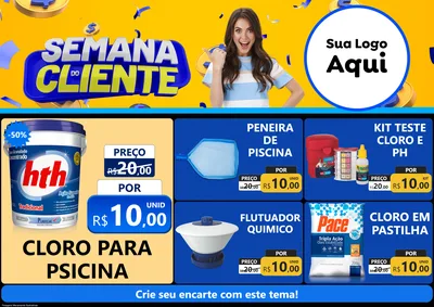 Modelo de Encarte para Encarte A4 Horizontal com o tema Semana do Cliente para Produtos para Piscina