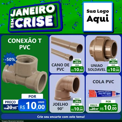 Modelo de Rede Social para Feed Facebook com o tema Janeiro Sem Crise para Tubos e conexões