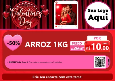 Modelo de Cartaz para Cartaz A4 Horizontal com o tema Valentine's Day para Supermercado