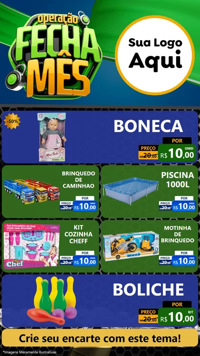 Modelo de TV para TV Vertical com o tema Operação Fecha Mês para Brinquedos