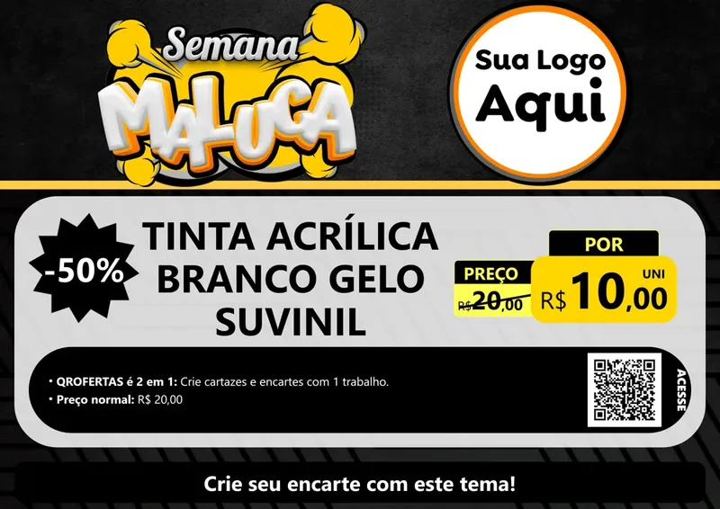 Modelo de Cartaz para Cartaz A4 Horizontal com o tema Semana Maluca para Tintas e Ferramentas
