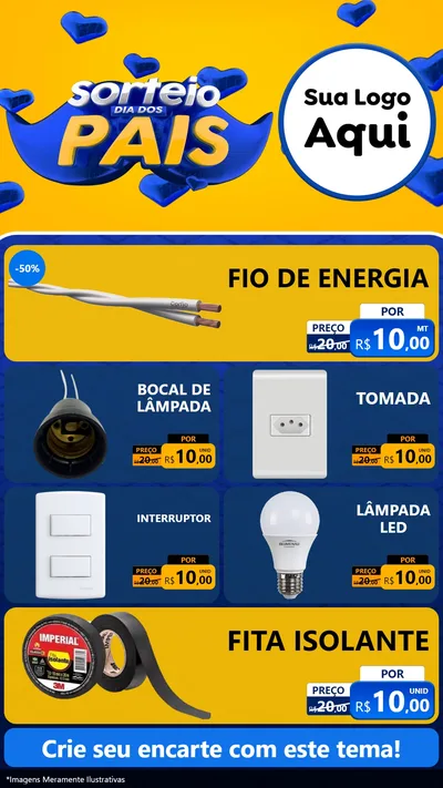 Modelo de TV para TV Vertical com o tema Sorteio Dia dos Pais para Materiais Elétricos