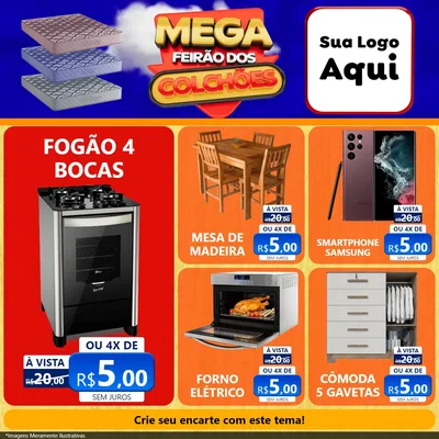 Modelo de Rede Social para Feed Facebook com o tema Mega Feirão dos Colchões