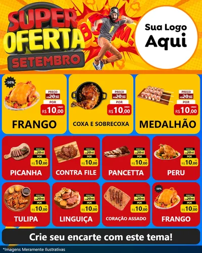 Modelo de Rede Social para Feed Instagram com o tema Super Oferta Setembro para Assados