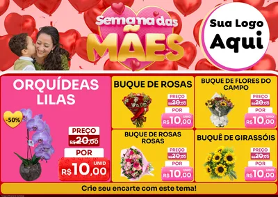 Modelo de Encarte para Encarte A4 Horizontal com o tema Semana Das Mães para Floricultura e jardim